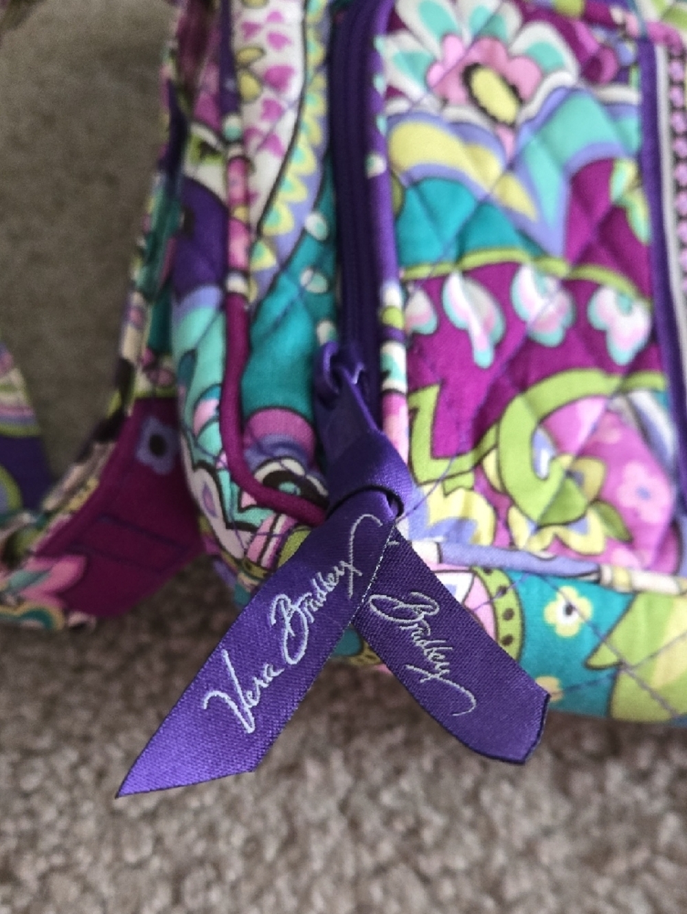 Vera Bradley Purple Teal Floral Quilted Crossbody - Picture 2 of 6